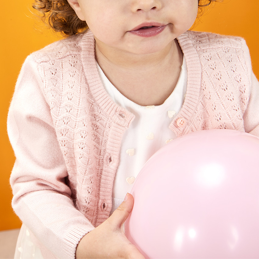 Ζακέτα κοντή από πλεκτό με σχέδιο αζούρ για bebe κορίτσι 