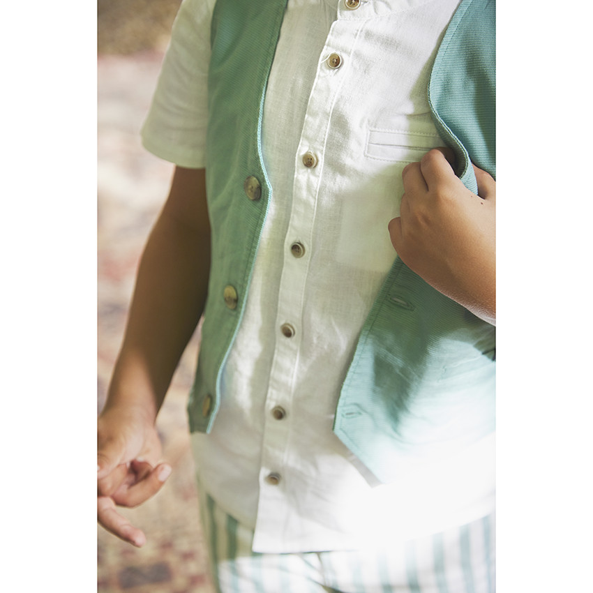 Πουκάμισο κοντομάνικο μονόχρωμο με γιακά mao για αγόρι 