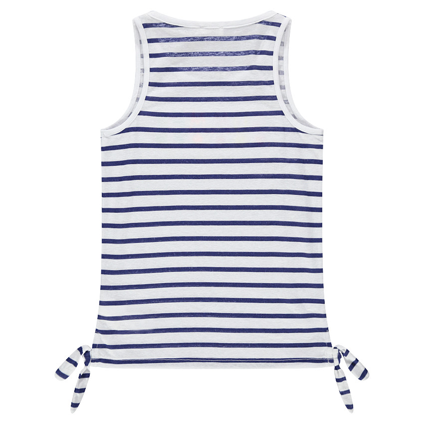 Αμάνικη ριγέ μπλούζα με φουντίτσες 