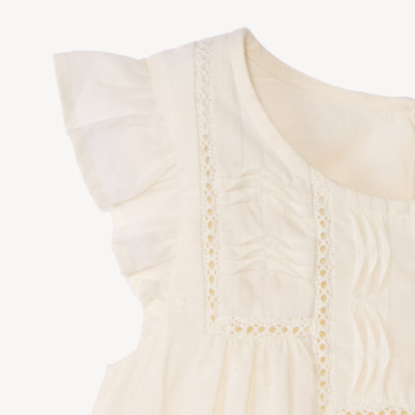 Τουνίκ κοντομάνικο με βολάν και κεντήματα για bebe κορίτσι 