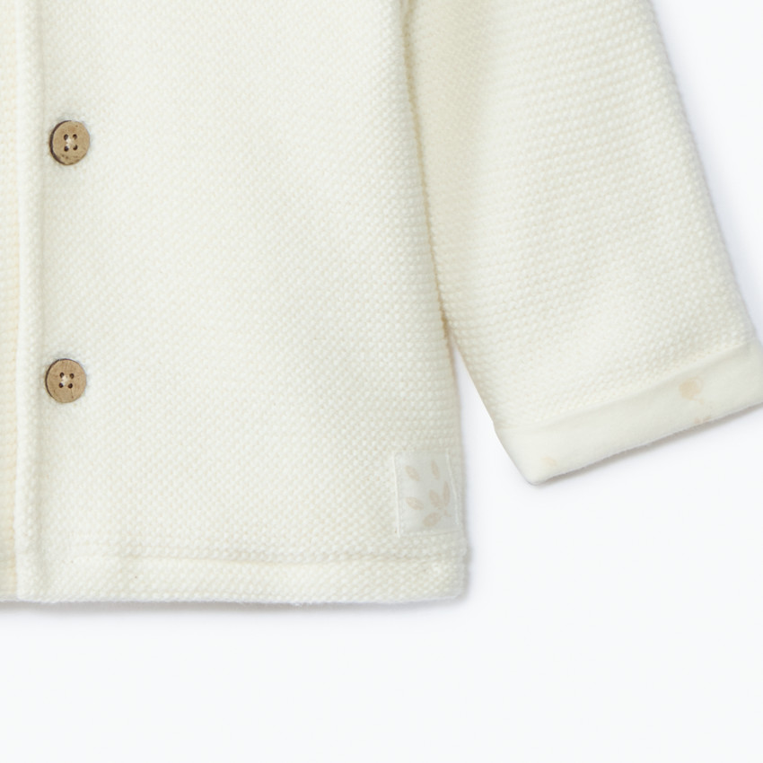 Μπουφάν με κουκούλα από πλεκτό μονόχρωμο για μωρό 