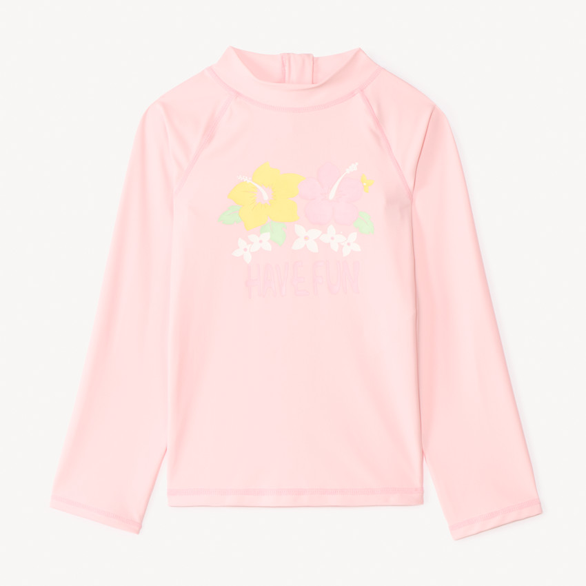 T-shirt à manches longues anti-UV SPF 50+ avec imprimé hibiscus pour fille 