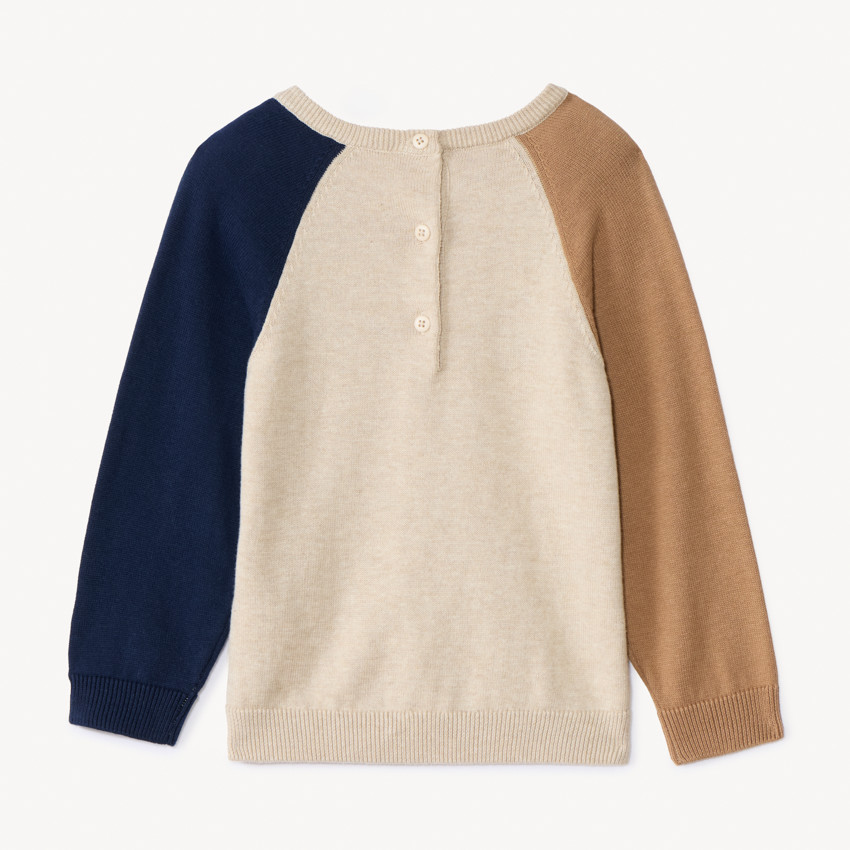 Pull ludique chien en tricot effet color block pour bébé garçon 