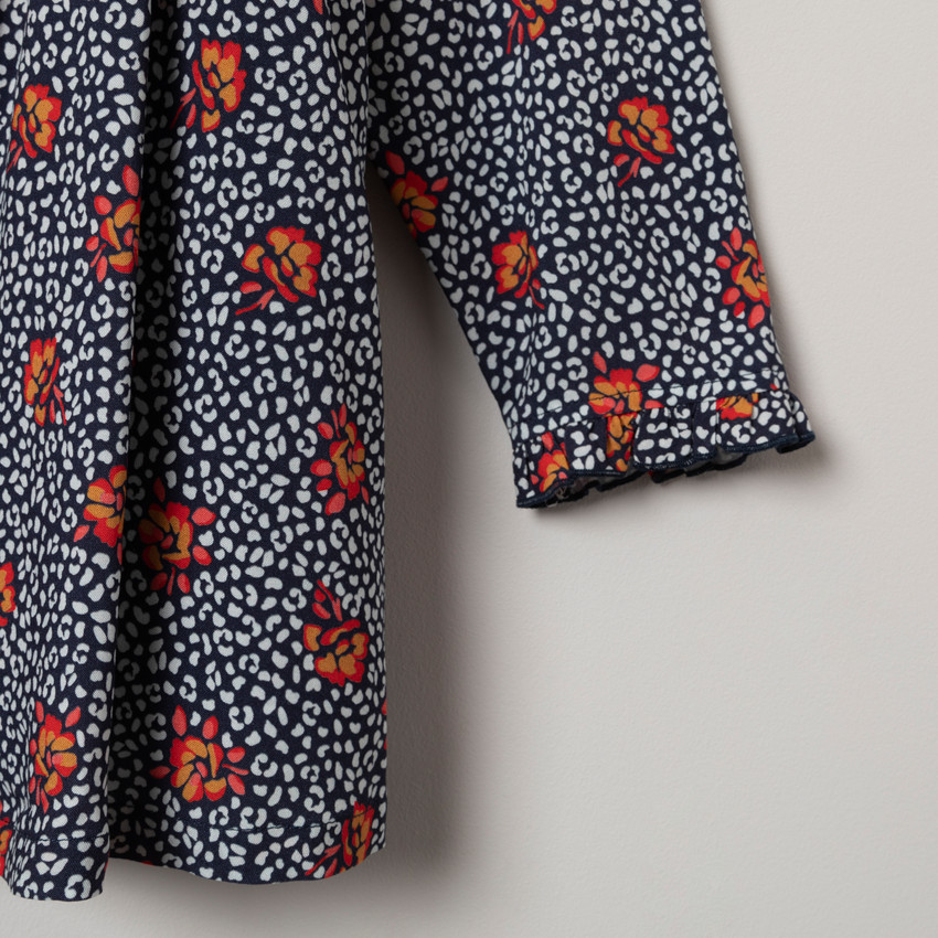 Robe manches longues à fleurs all-over 