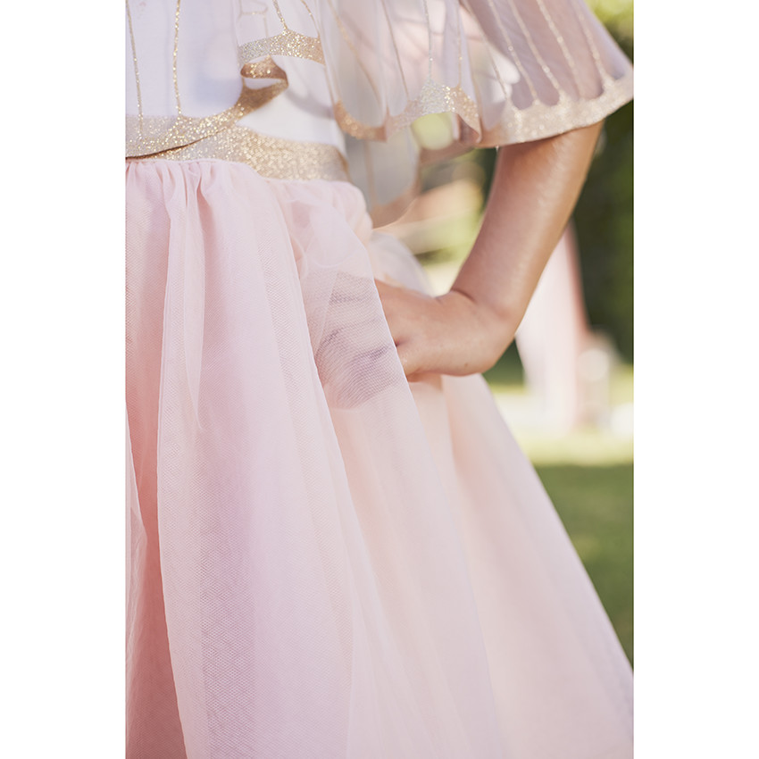 Γιορτινό φόρεμα bi-matière σε jersey και τούλι + κάπα πεταλούδα για κορίτσι 