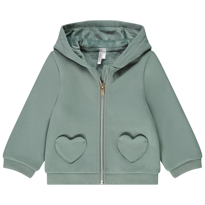 Ζακέτα με κουκούλα από molleton μονόχρωμο για κορίτσι bebé 