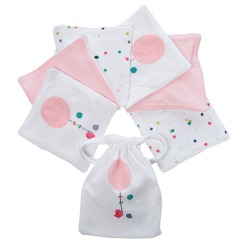Lot de 6 lingettes lavables en coton Happy Days 