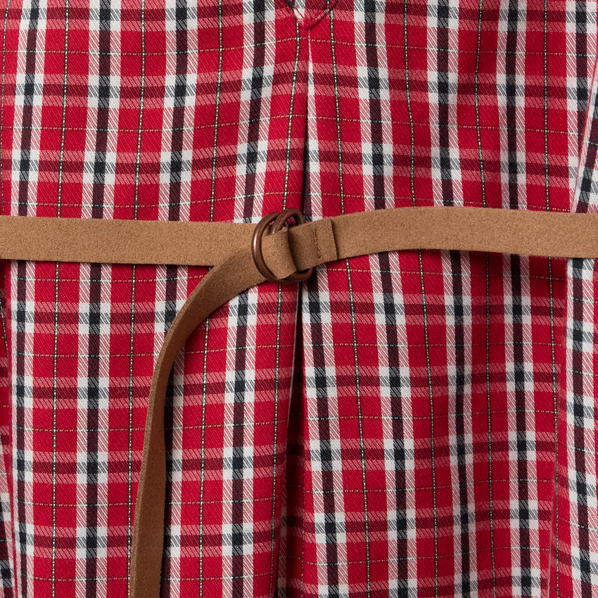 Φόρεμα μακρυμάνικο καρό και ζώνη 