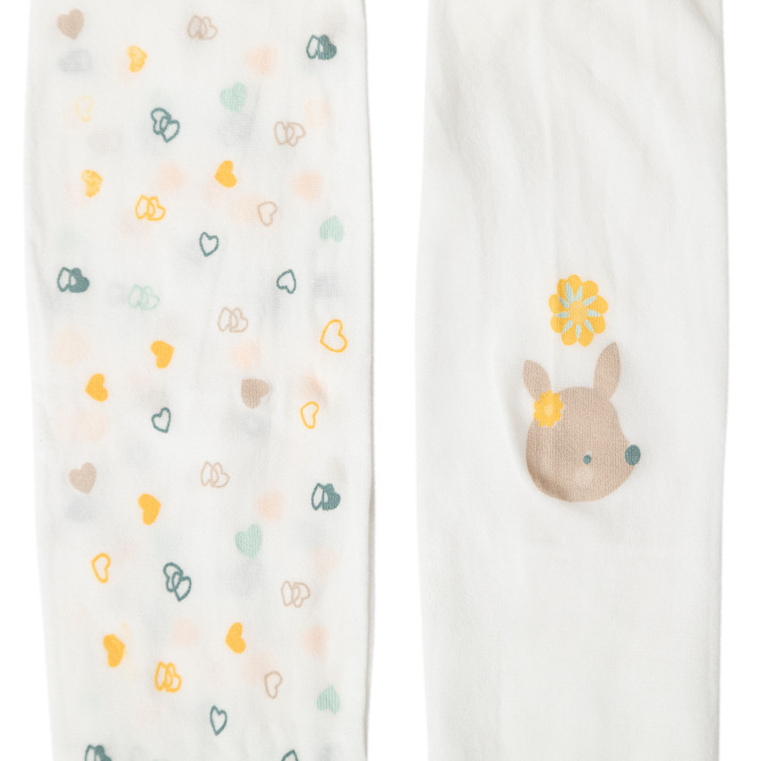 Lot de 2 collants fins à coeurs et animal printés 