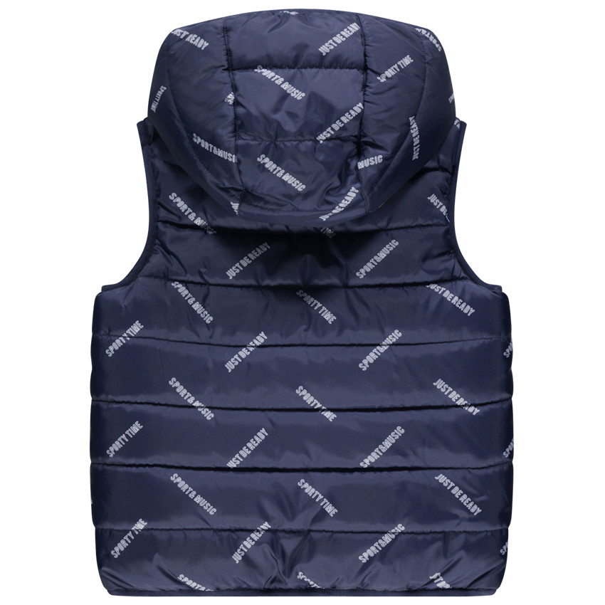 Doudoune sans manches réversible à inscriptions et badge 