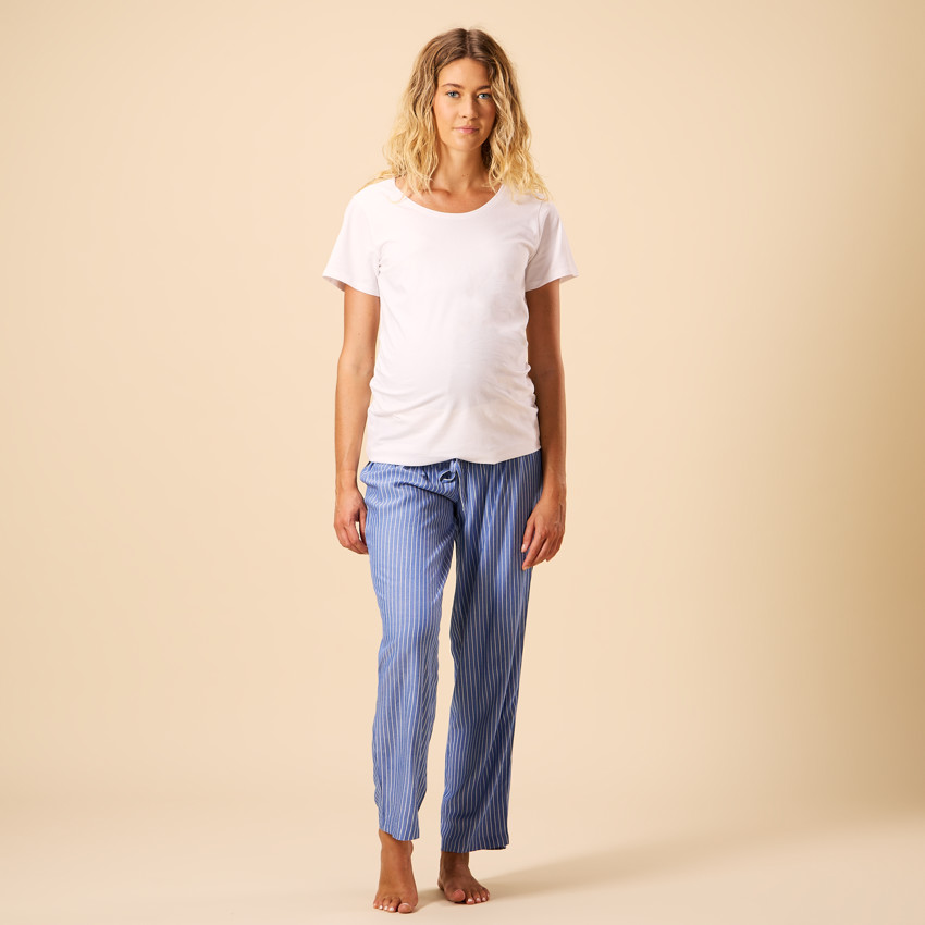 Παντελόνι πιτζάμας εγκυμοσύνης ριγέ με ψηλή ζώνη 