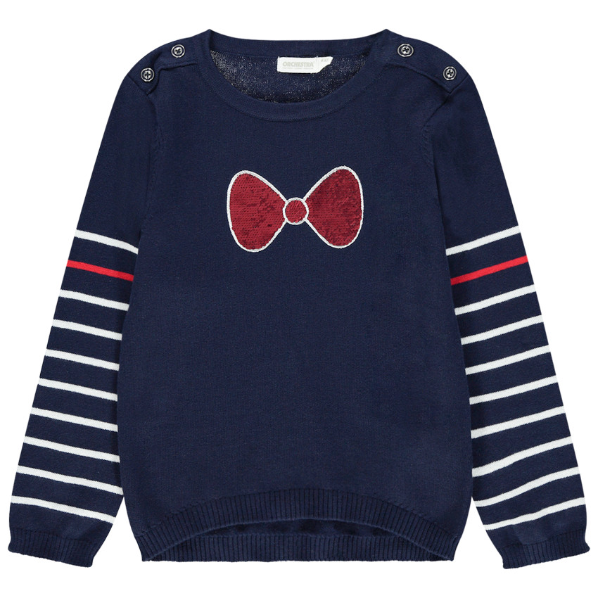 Pull en tricot motif noeud en sequins 