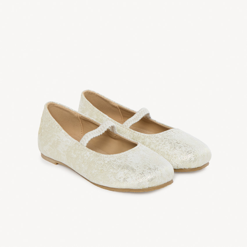 Βαμβακερό παντελόνι με ραφή σε χρυσό εφέ για κορίτσι. 