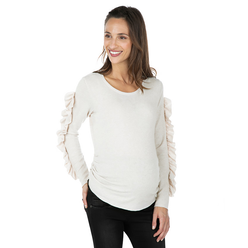 Πλεκτό εγκυμοσύνης με βολάν στα μανίκια 