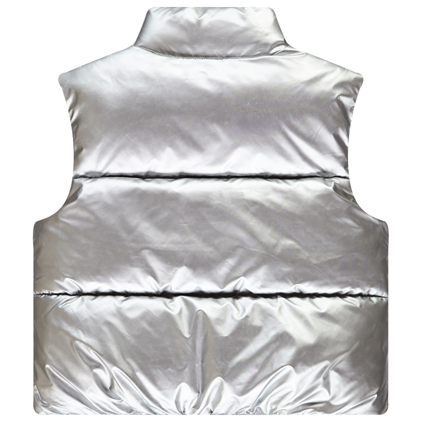 Αμάνικο μπουφάν μονόχρωμο με ιριδίζουσα όψη για κορίτσι 