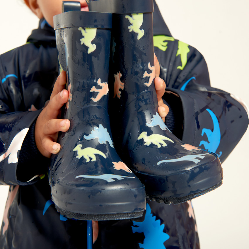 Bottes de pluie à couleur changeante imprimé dinos pour garçon 