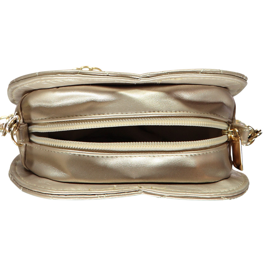 Χρυσή τσάντα χιαστί σε σχήμα καρδιάς με επένδυση matelassé για κορίτσι 