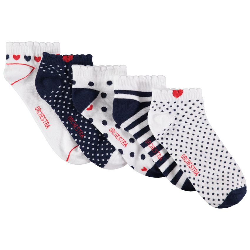 Πακέτο 5 ζευγών κοντών καλτσών με γραφικά σχέδια 