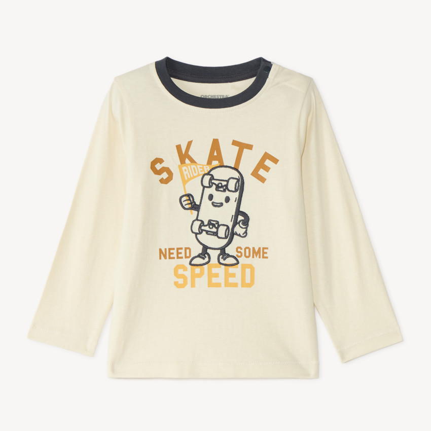 T-shirt μακρυμάνικος για μωρό αγόρι με σχέδιο skateboard 