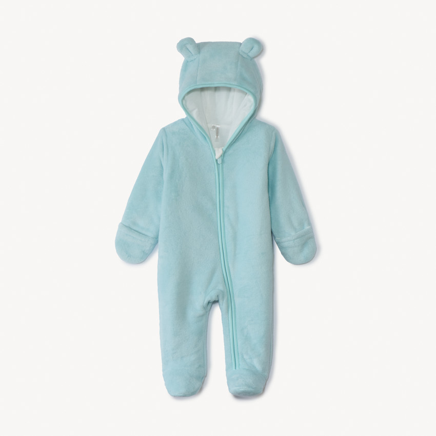 Combi pilote sherpa μονόχρωμο με 3D αυτιά αρκουδάκι για bebe αγόρι 