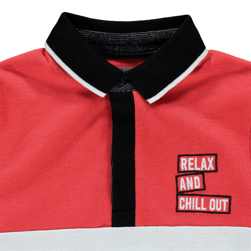 Polo μακρυμάνικο τρίχρωμο για αγόρι 