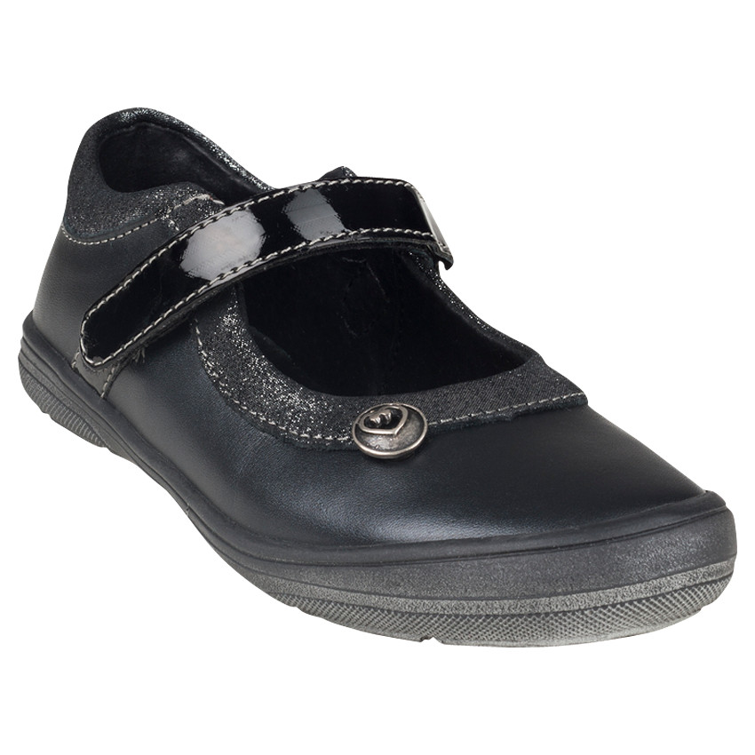 Babies noires en cuir à paillettes et rivet 