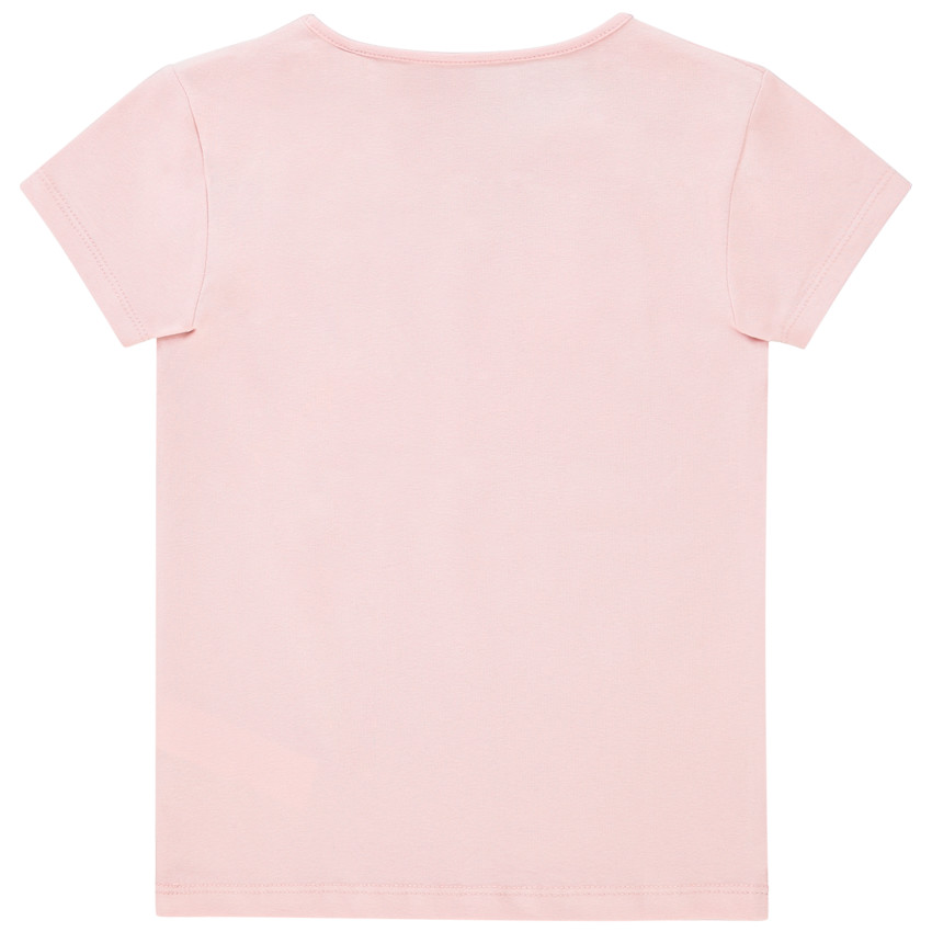 T-shirt κοντομάνικο για κόριτσι με μήνυμα ιριδίζον 