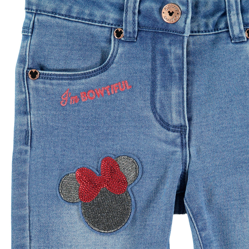 Jean effet used slim broderies Minnie Disney  Additional Jean effet used slim broderies Minnie Disney