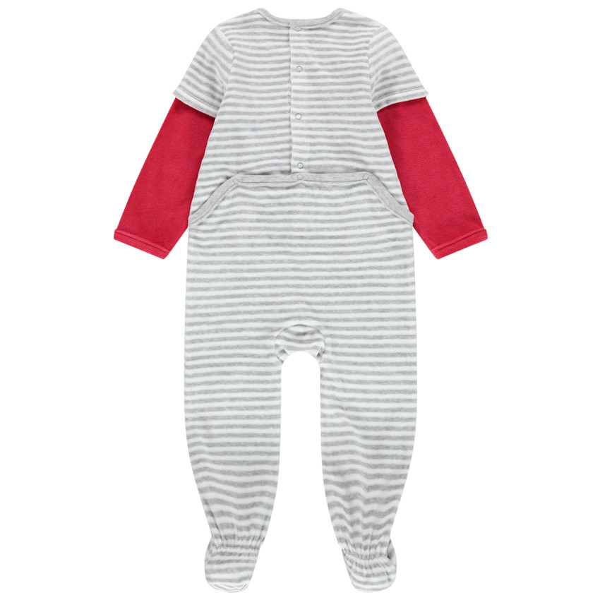 Βελουτέ ριγέ φορμάκι ύπνου με τσέπη σε σχήμα κοάλα  