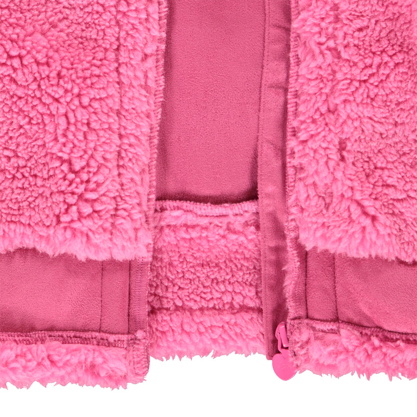 Veste en fausse fourrure unie avec détails en suédine pour fille Main Veste en fausse fourrure unie avec détails en suédine pour fille