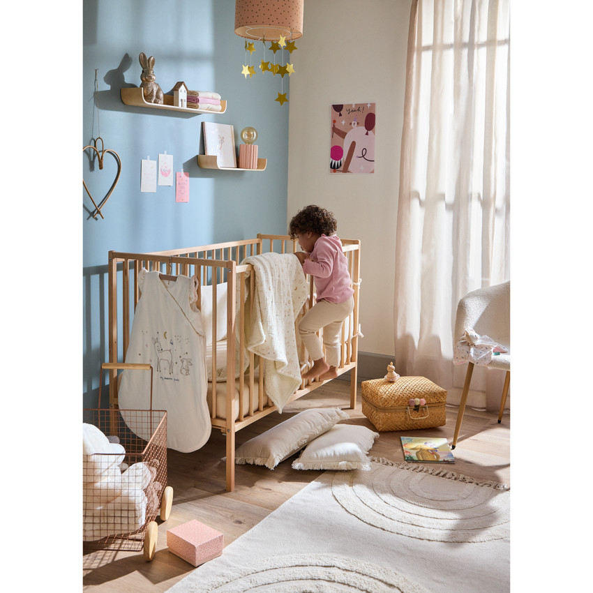 Κρεβάτι με κάγκελα Pocket 2.0 60 x 120 εκ. - Φυσικό βερνίκι 