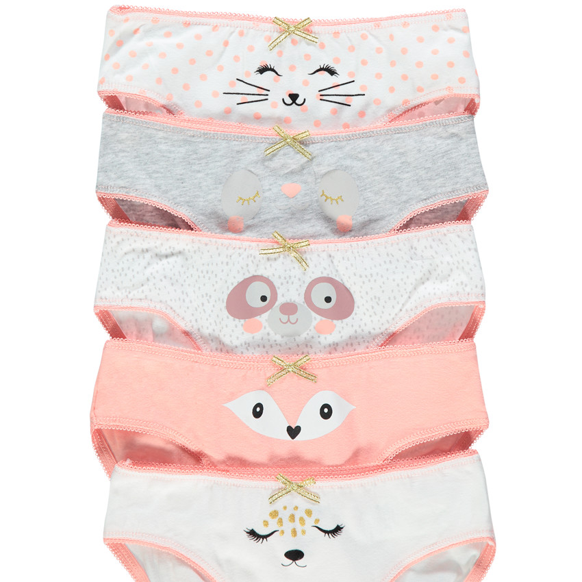 Σετ από 5 slip με animal σχέδιο και φιόγκο χρυσαφί  Additional Σετ από 5 slip με animal σχέδιο και φιόγκο χρυσαφί