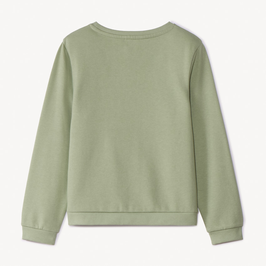 Φούτερ molleton μονόχρωμο με φαντεζί σχέδιο και glitter για κορίτσι 