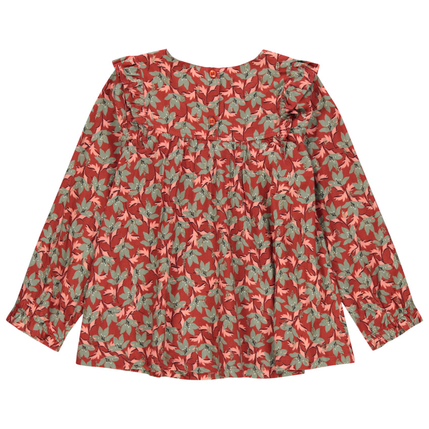 Tunique manches longues volantée à imprimé floral  