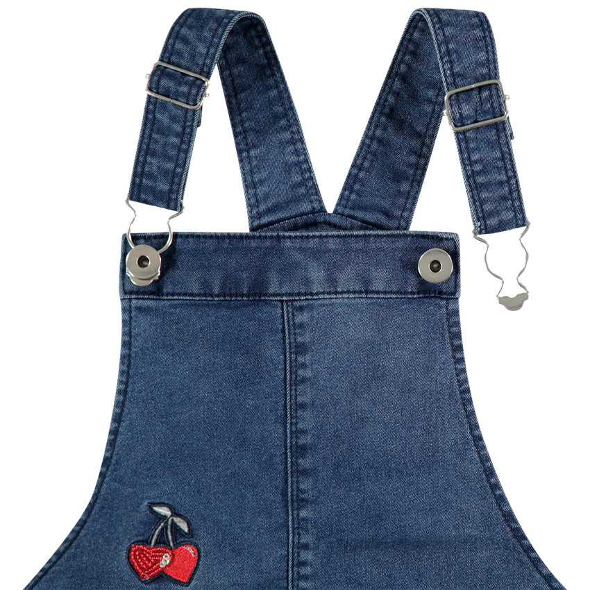 Τζιν φόρεμα-σαλοπέτα με τσέπη καγκουρό και κεντημένα μοτίβα 