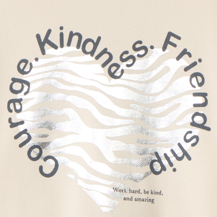 Φούτερ molleton oversize με ασημί σχέδιο καρδιάς για κορίτσι 