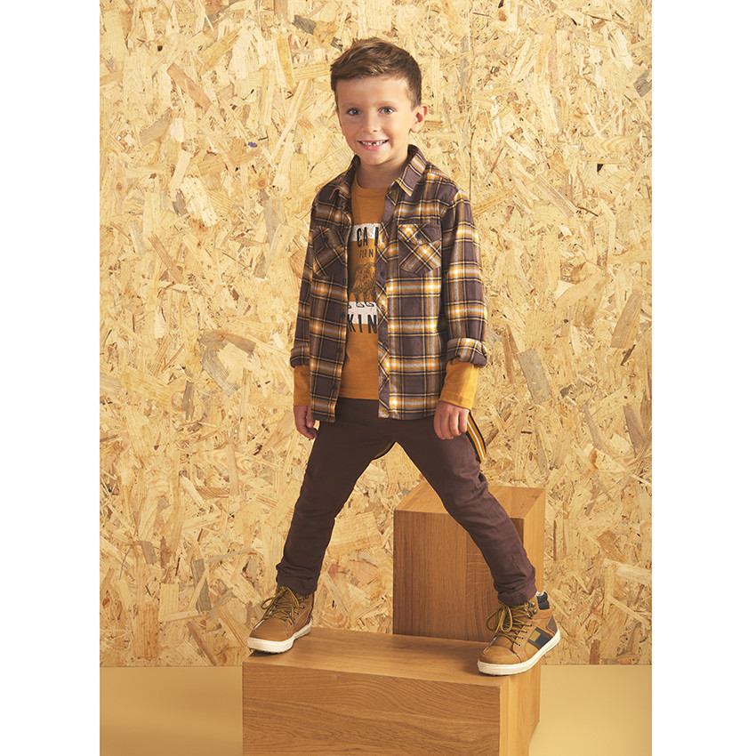 T-shirt μακρυμάνικο βαμβακερό κίτρινο για αγόρι 