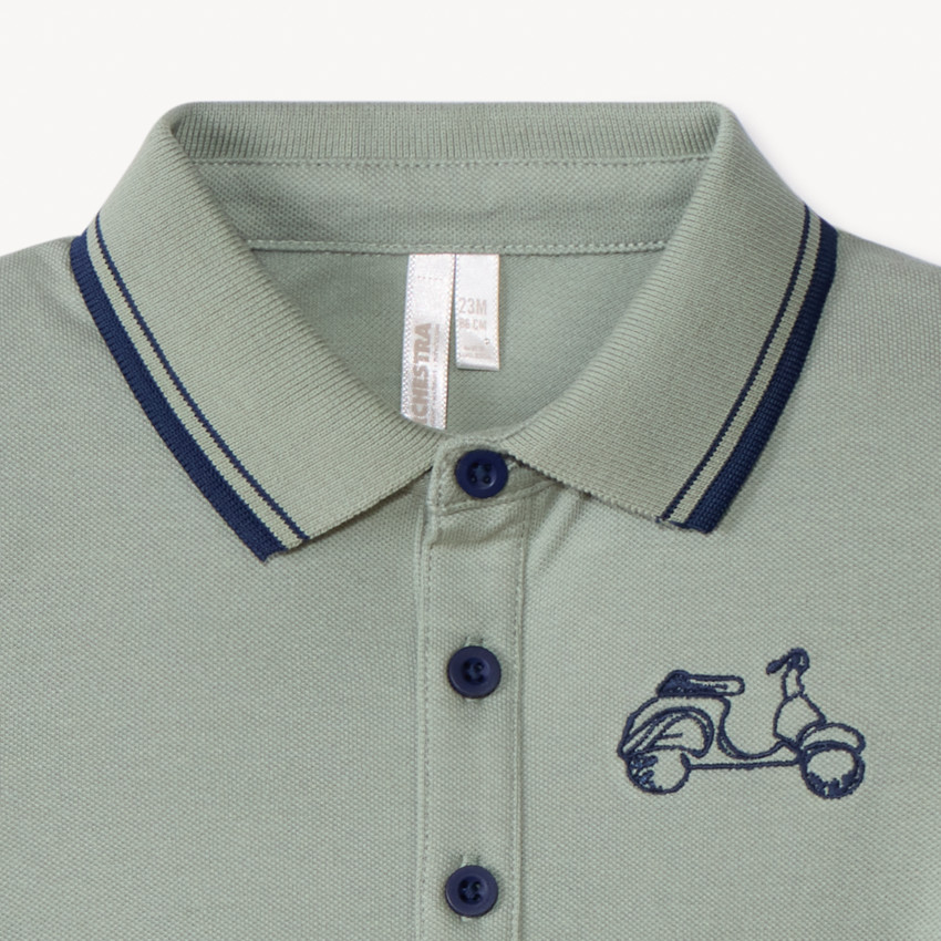 Polo manches courtes brodé scooter pour bébé garçon 