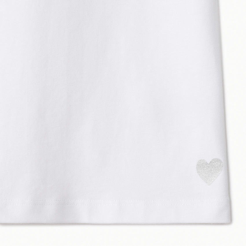 Σετ 3 μονόχρωμα κοντομάνικα μπλουζάκια jersey με foil print ασημί καρδιά για κορίτσι 