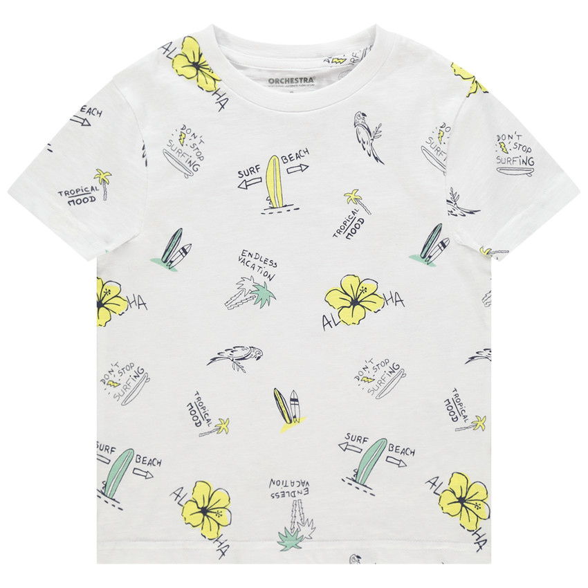 T-shirt κοντομάνικο με σχέδιο tropical σε όλη την επιφάνεια Main T-shirt κοντομάνικο με σχέδιο tropical σε όλη την επιφάνεια