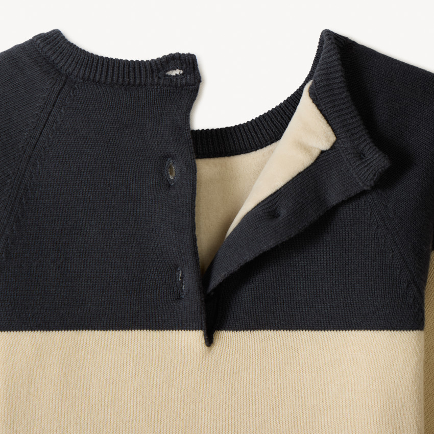 Pull ludique chien en tricot tricolore pour bébé garçon 