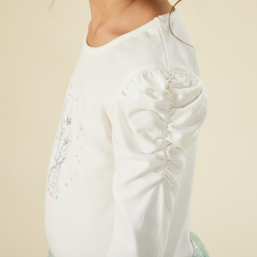 Φόρεμα bi-matière effet 2-σε-1 με τούλι étoilé για κορίτσι 