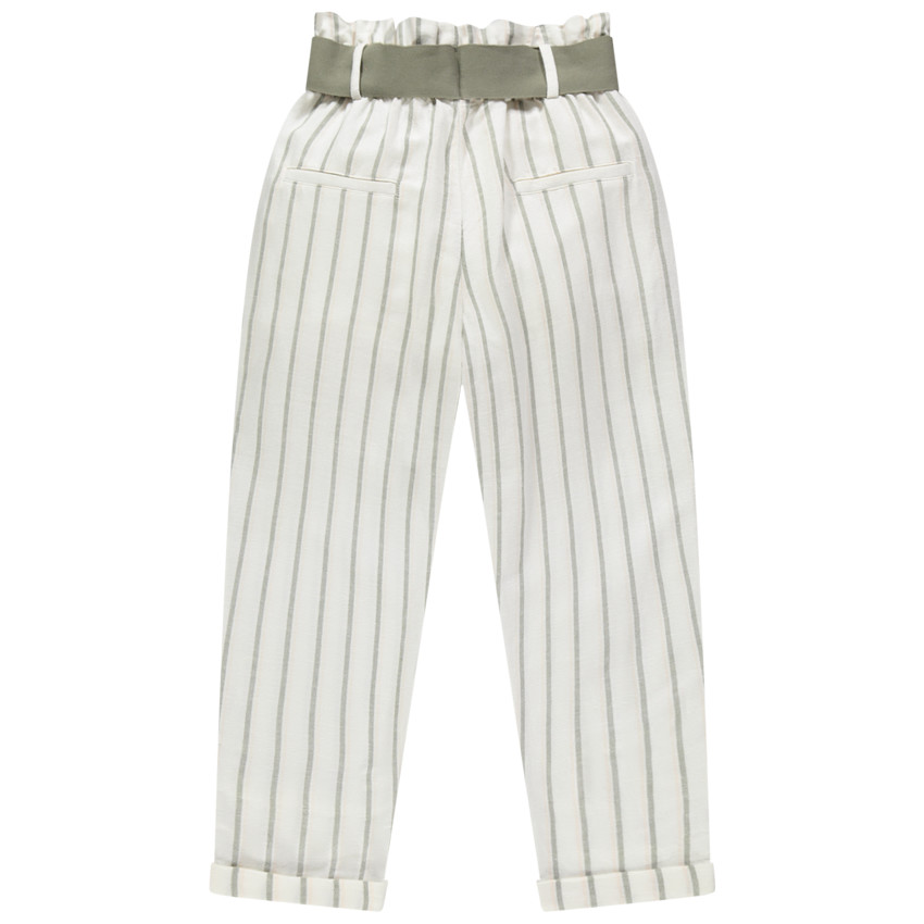 Παντελόνι ριγέ με ζώνη και ψηλή μέση  