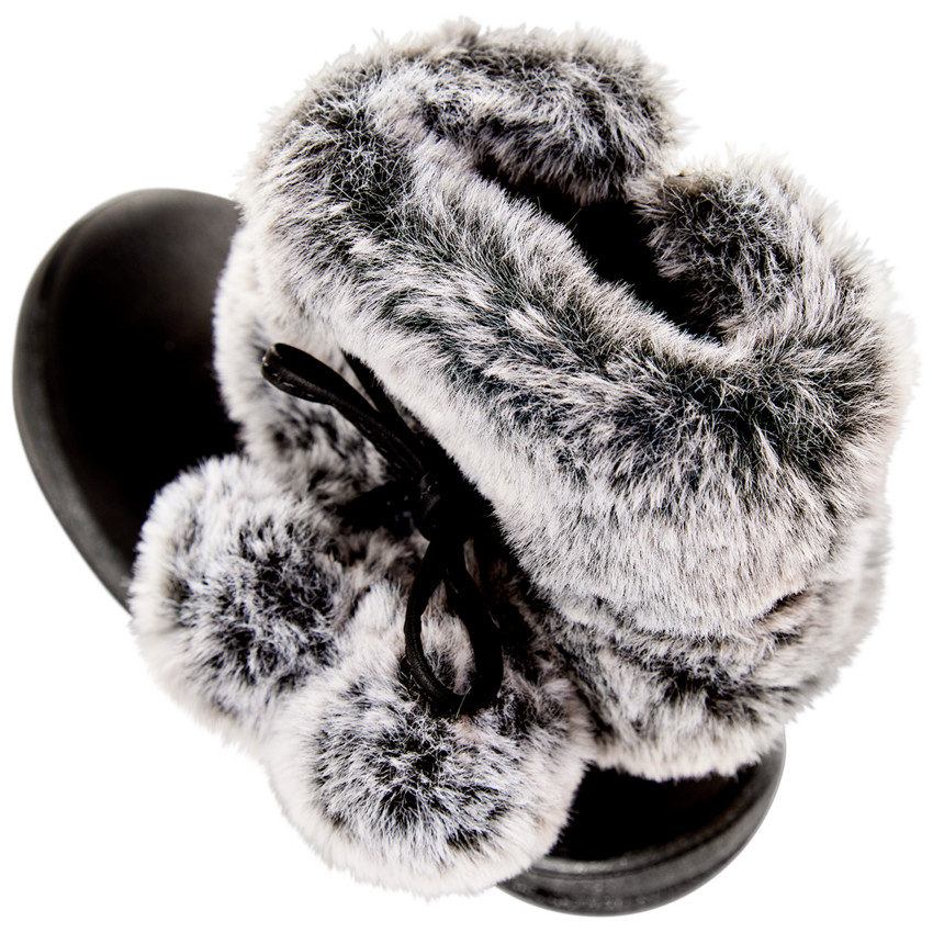 Bottines noires avec col effet fausse fourrure pour fille Main Bottines noires avec col effet fausse fourrure pour fille