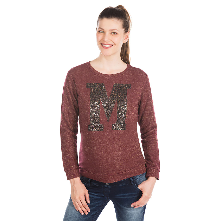 Φούτερ Εγκυμοσύνης Από Molleton Και Lurex Με Γράμματα Σε Χάλκινες Πούλιες 