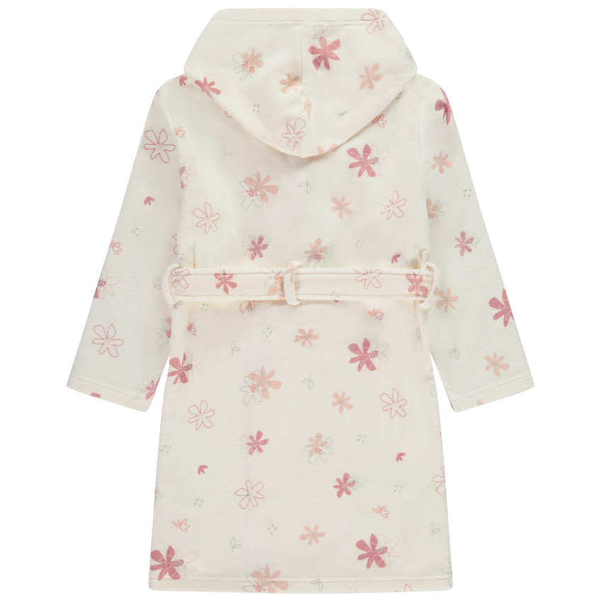 Μπουρνούζι από σφουγγάρι με κουκούλα και σχέδιο λουλουδιών για κορίτσι 