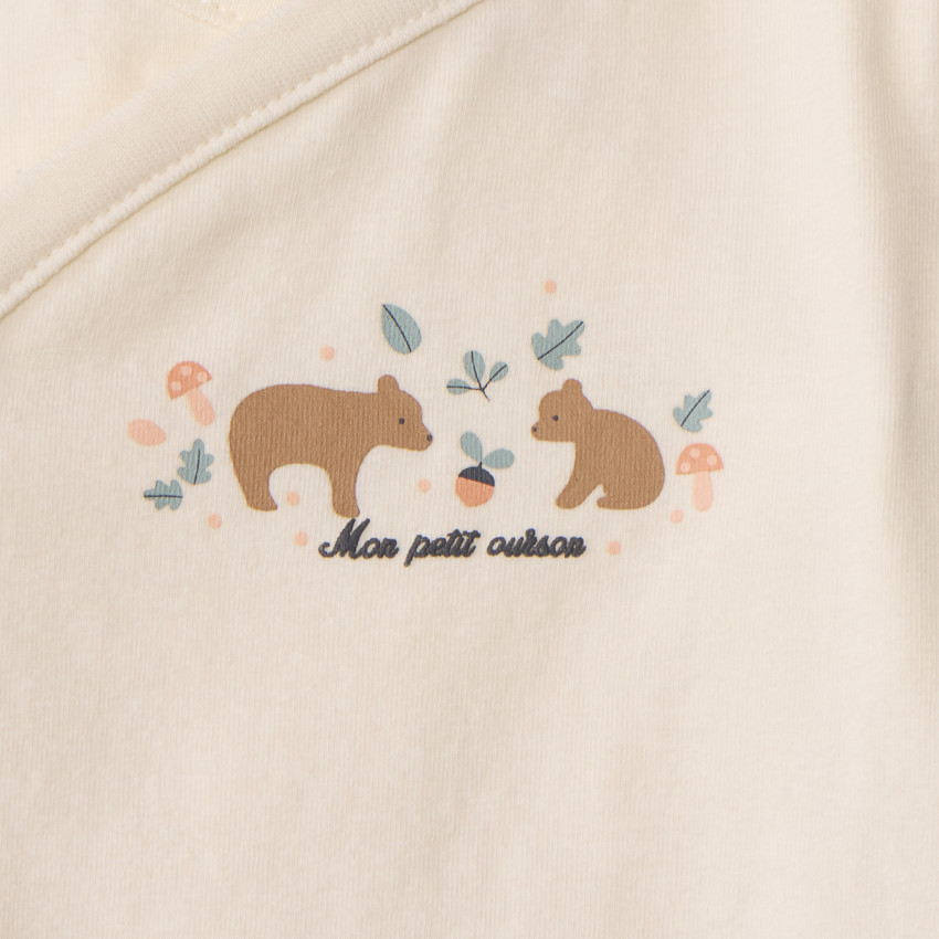 Lot de 5 bodies manches longues Ours pour bébé garçon avec ouvertures différentes selon l'âge 