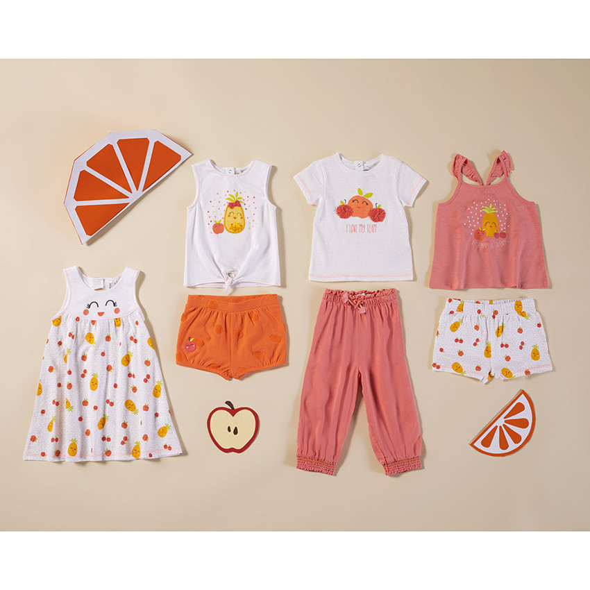 Φόρεμα αμάνικο βαμβακερό με σχέδιο φρούτα 