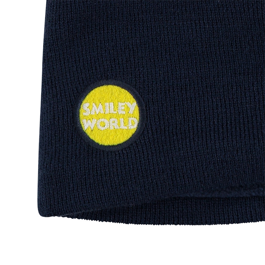 Πλεκτό κασκόλ τύπου snood σε ριγωτή πλέξη με μπαλώματα Smiley 