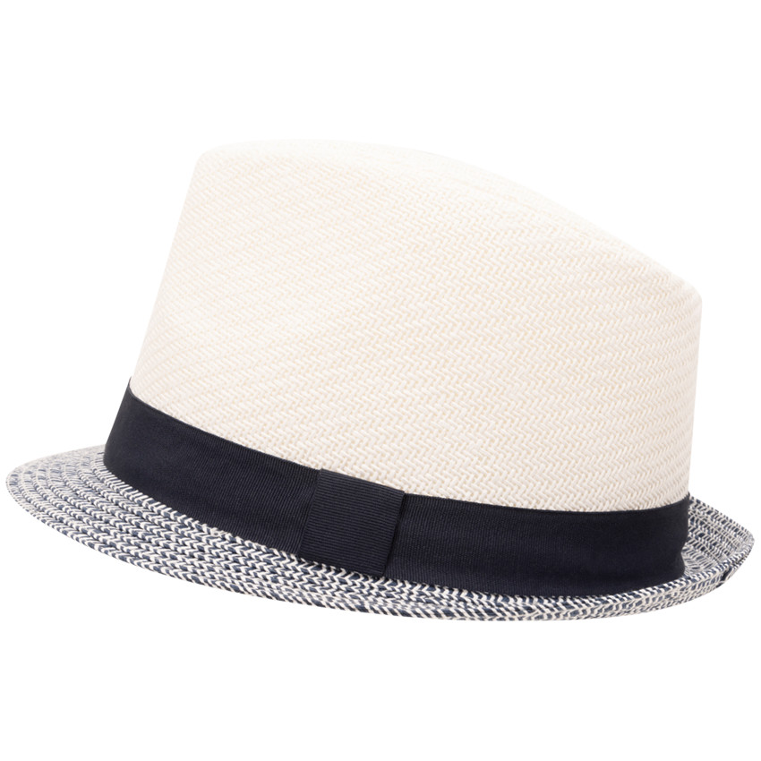 Borsalino en paille bicolore à galon tissé pour bébé garçon 